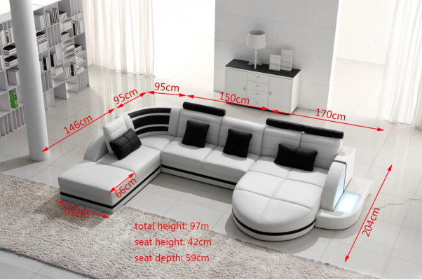 Ecksofa Ledersofa Grouss XXL U-Form Wunnlandschaft Sofa Canapé Garnitur Canapéen Eck-Ecksofa