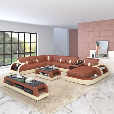U-Form Canapé Couch Polster Garnitur Ecksofa Wunnlandschaft Design Lieder.