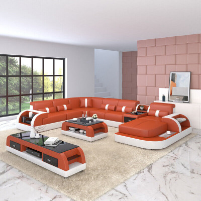 U-Form Canapé Couch Polster Garnitur Ecksofa Wunnlandschaft Design Lieder.
