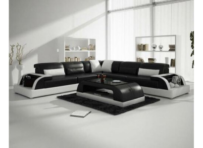 Ecksofa an L-Form + Couchtisch Sofa Couch Design Grau Polster Lieder
