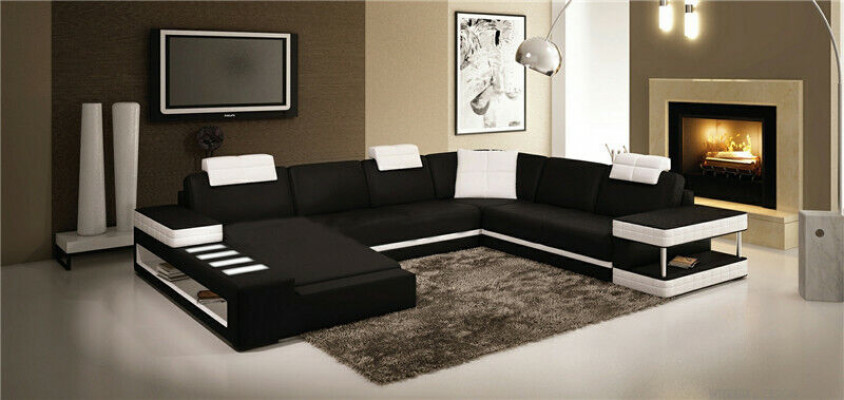 U-Form Sofa Canapé Polsterset Wunnlandschaft Design Luxus Ecksofa