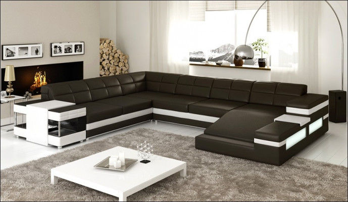 Design Ecksofa Sofa Canapé Polster Eckgarnitur Deko Ledersofa Sofas Canapéen