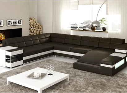 Design Ecksofa Sofa Canapé Polster Eckgarnitur Deko Ledersofa Sofas Canapéen