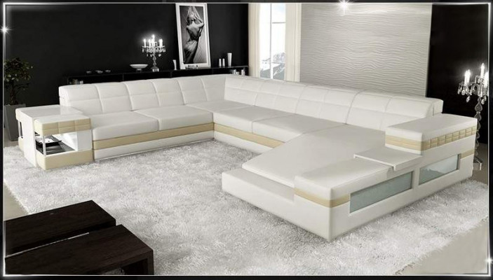 Design Ecksofa Sofa Canapé Polster Eckgarnitur Deko Ledersofa Sofas Canapéen