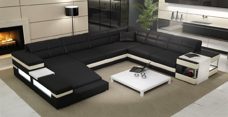 Design Ecksofa Sofa Canapé Polster Eckgarnitur Deko Ledersofa Sofas Canapéen