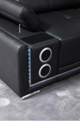 Modern Ecksofa Wunnlandschaft Couch Eckgarnitur Liederlinn beleucht