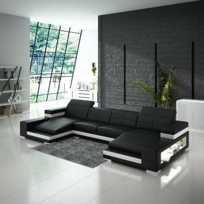 Eckcouch Sofa Wunnlandschaft U-Form Polster Canapé Liederdivan Orange