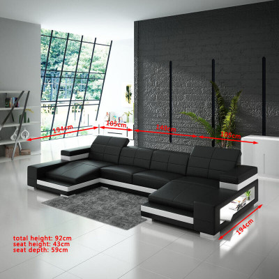 Eckcouch Sofa Wunnlandschaft U-Form Polster Canapé Liederdivan Orange