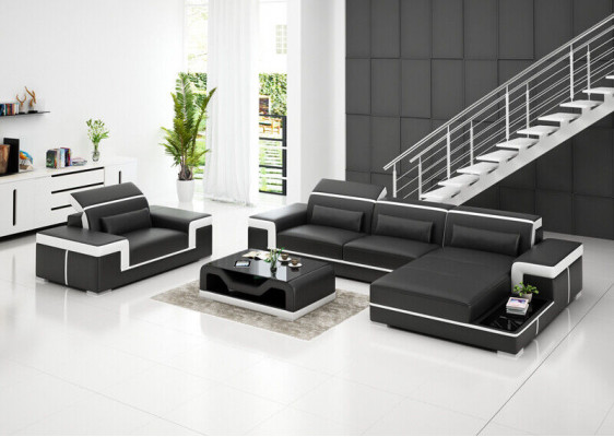 Wunnlandschaft Ecksofa L-Form Fotel Set Garnitur Modern Sofa Lieder