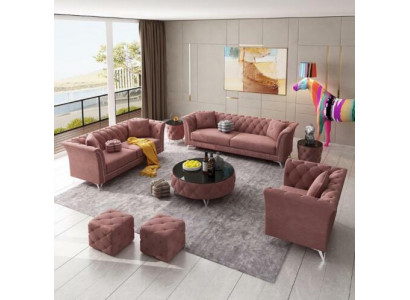 Sofagarnitur 3+2+1 Sëtzer Stoff Couchen Polster Garnitur Sofas Couch Designer