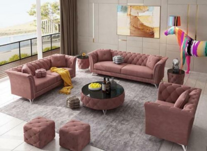 Sofagarnitur 3+2+1 Sëtzer Stoff Couchen Polster Garnitur Sofas Couch Designer