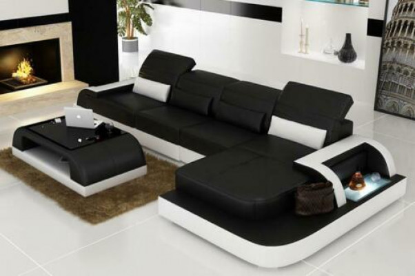 Ledersofa + Couchtisch Couch Wunnlandschaft Ecksofa Eck Garnitur Nei