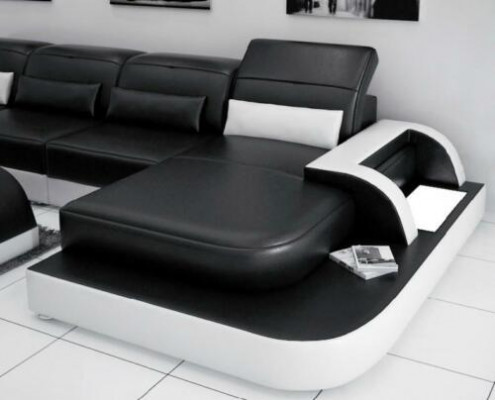Ledersofa + Couchtisch Couch Wunnlandschaft Ecksofa Eck Garnitur Nei