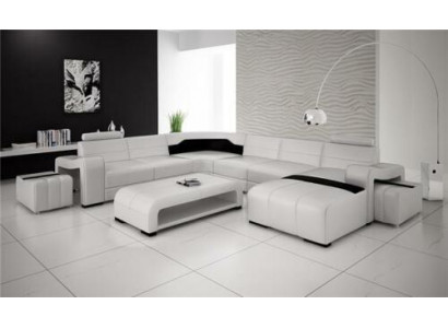 Wunnlandschaft Canapé Polster Sëtz Garnitur Ecksofa Grouss Couche + 2 Hocker