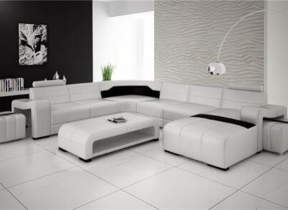 Wunnlandschaft Canapé Polster Sëtz Garnitur Ecksofa Grouss Couche + 2 Hocker