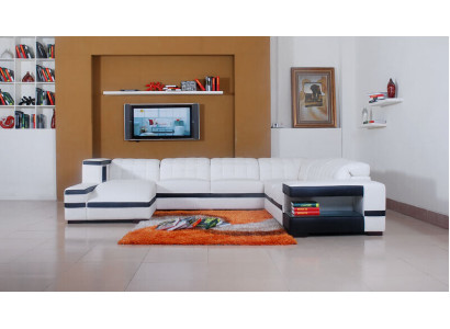 Designer Canapé Sofa Ecksofa mat Hocker Garnitur Wunnlandschaft Polster