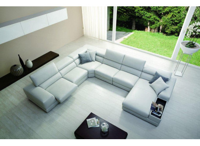 Relax-Wunnlandschaft U-Form Eckssofa Couch Sofa Ledersofa Garnitur