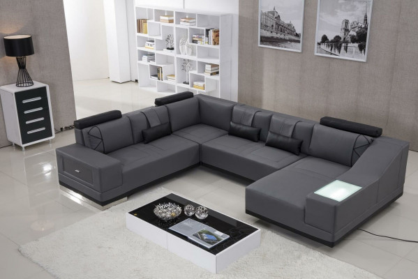 Eckcouch Ledercouch Grouss XXL U Form Wunnlandschaft Deko Couch Garnitur