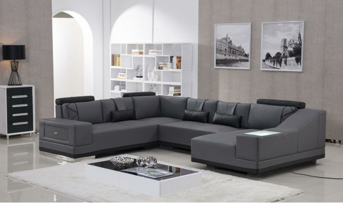 Eckcouch Ledercouch Grouss XXL U Form Wunnlandschaft Deko Couch Garnitur