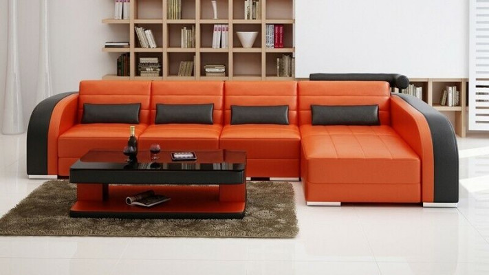 Modern Eckcouch L Form Polster Sëtz Ecke Canapé + Fautteuil Sofas