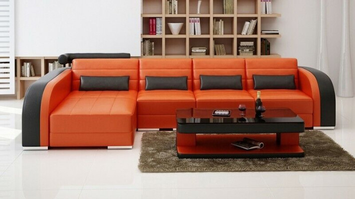 Modern Eckcouch L Form Polster Sëtz Ecke Canapé + Fautteuil Sofas