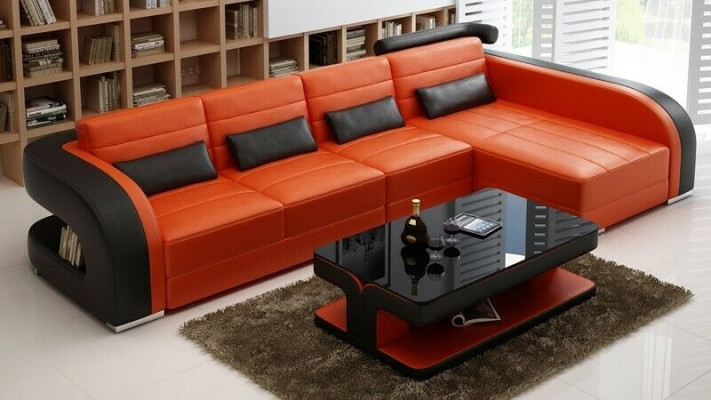 Modern Eckcouch L Form Polster Sëtz Ecke Canapé + Fautteuil Sofas
