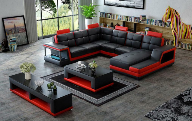 Eckcanapé a Form Gepolstert Eckcanapé Wunnlandschaft Ledercanapé Modern Neit