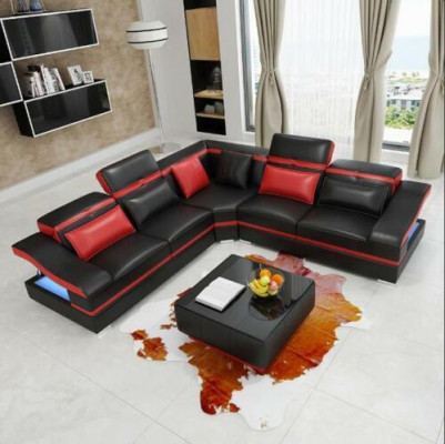 Eckcouch L-Form Salontafel Ecke Lieder Garnitur Dësch Wunnlandschaft 2-Stéck