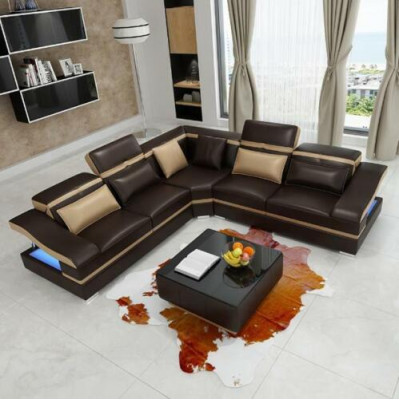 Eckcouch L-Form Salontafel Ecke Lieder Garnitur Dësch Wunnlandschaft 2-Stéck