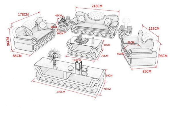 Modern Couch Stoff Sofagarnitur 3+2+1 Sëtzer Couch Sofa Polster Garnitur Nei