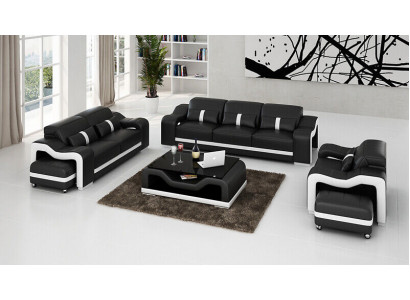 Designer schwaarz Canapé-Set 3+2+2 Sëtzer Luxus Canapéen aus Lieder Set