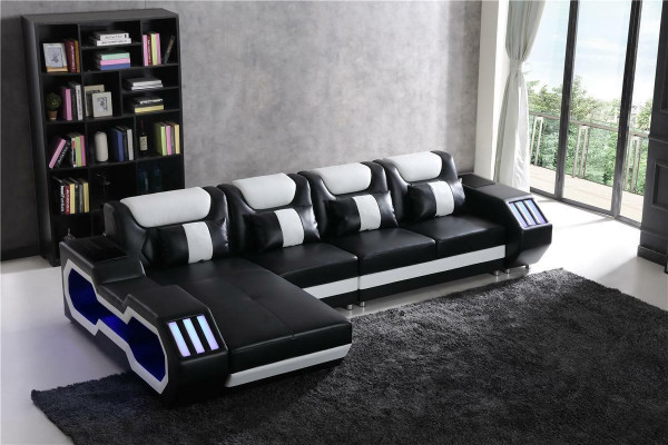 Entspanen Ecksofa L Form Form Sofa Couch Garnitur Beleuchtete Wunnlandschaft