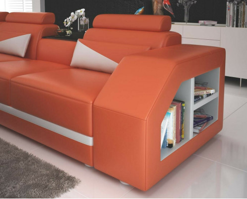 Ledercanapé Wunnlandschaft Eckcanapé L-Form mat Sëtz Set Garnitur Modern