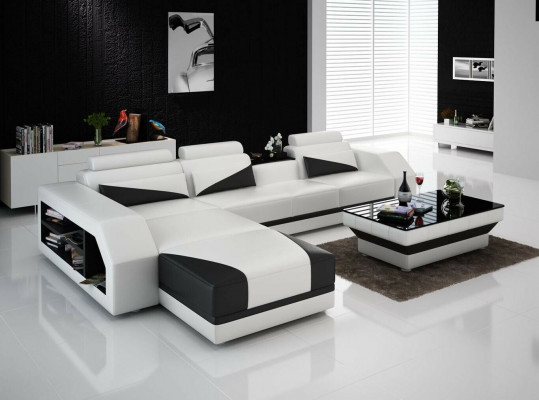 Ledercanapé Wunnlandschaft Eckcanapé L-Form mat Sëtz Set Garnitur Modern
