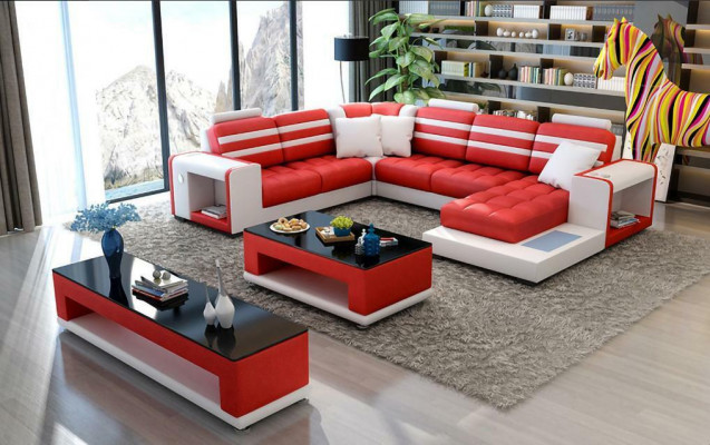 Wunnlandschaft Eckspléck U-Form Sofa Couch Design Couch Textil Modern Polster Nei
