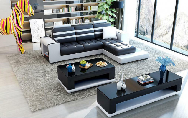 Ecksofa Këssen L Form Clubdësch Sideboard Lieder-Sofa Wunlandschaft Nei