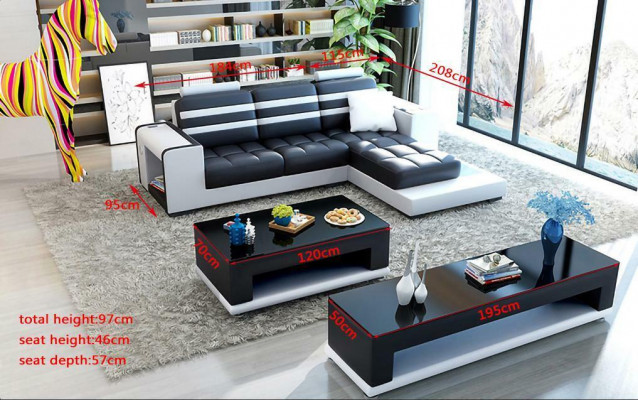 Ecksofa Këssen L Form Clubdësch Sideboard Lieder-Sofa Wunlandschaft Nei