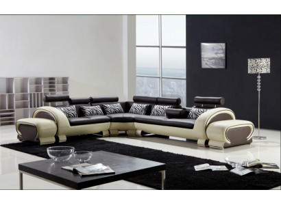 Ecksofa L-Form 2x Hocker Sofa Canapé Design Gro Polster Lieder Modern