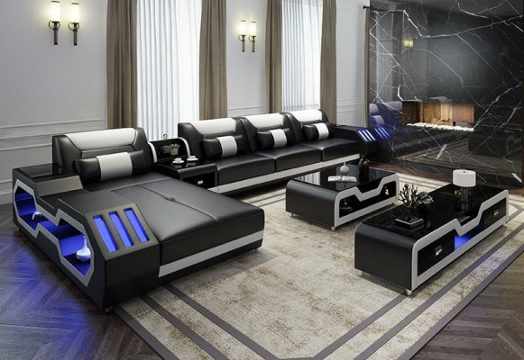 Lieder Design Sofa Canapé Couch Ecksofa Garnitur Wunnlandschaft Ecksofa
