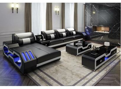 Lieder Design Sofa Canapé Couch Ecksofa Garnitur Wunnlandschaft Ecksofa