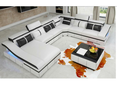 Luxus Eck Ecksofa U-Form Wohnlandschaft Sofa Canapé Stoff Garnitur Modern Sofas Nei