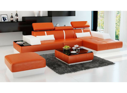 Modern Ecksëtzgruppe Sofa L Form Polstersëtz Eckcouch + Fousseschmelz