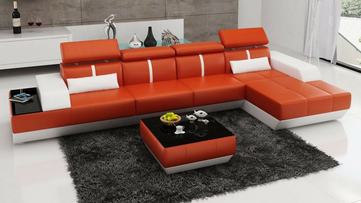 Modern Ecksëtzgruppe Sofa L Form Polstersëtz Eckcouch + Fousseschmelz