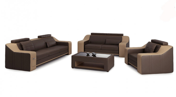 Liederbésofa Couch Wunnlandschaft 3+2+1 Sëtzer Garnitur Modern Sofa Garnitur nei