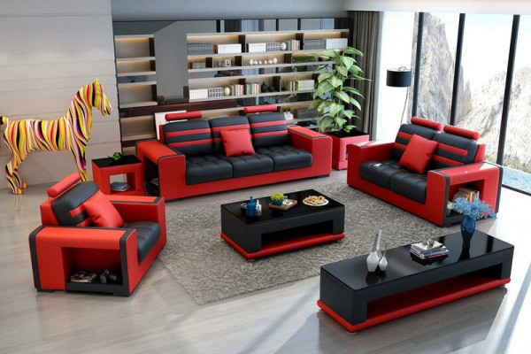 Luxus Sofagarnitur 3+2+1 Sëtzer Wunnlandschaft Sofa Canapé Polster Garnitur Sofas Lieder