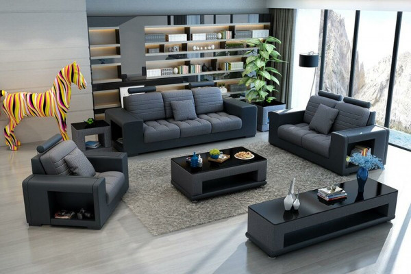 Luxus Sofagarnitur 3+2+1 Sëtzer Wunnlandschaft Sofa Canapé Polster Garnitur Sofas Lieder