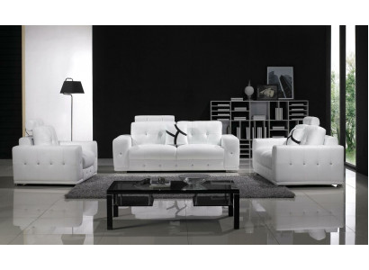 Ledercouch Sofa-Garnitur Sëtz-Set Sofa Polster Canapé 3-delig Fotel