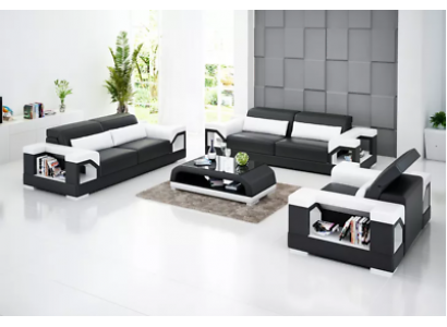 Canapé Sofa Set 321 Sëtzer Dësch Ledersofa Modern Sofa Wunnlandschaft