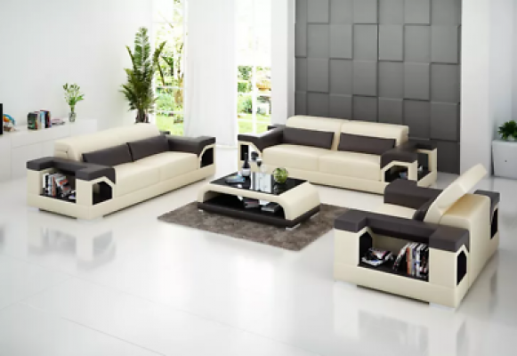 Canapé Sofa Set 321 Sëtzer Dësch Ledersofa Modern Sofa Wunnlandschaft
