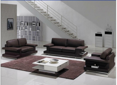 Ledercouch Wohnzimmerlandschaft 3+2+1 Sëtz Garnitur Design Canapé Modern Sofa